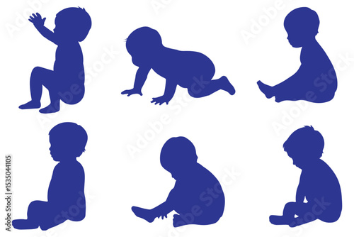 Children silhouette . baby silhouette set.
