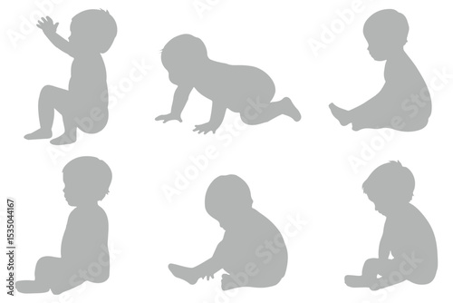 Set of baby silhouette.