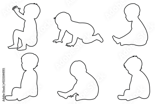Baby Vector Silhouette. Baby Vector  with outline stroke.