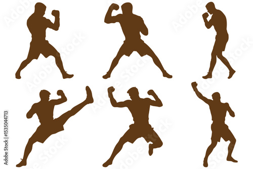 boxer silhouette. silhouettes of boxing player. 
boxer in dynamic pose.