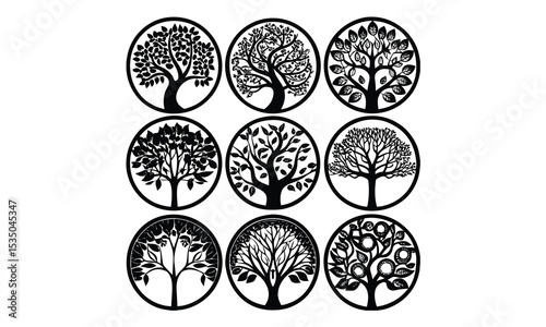 Collection of Tree Silhouettes for Various Applications