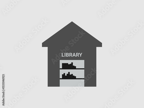 A minimalist dark grey icon of a building resembling a house