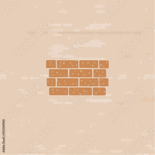 Vector illustration of a brick wall section on a textured beige background.