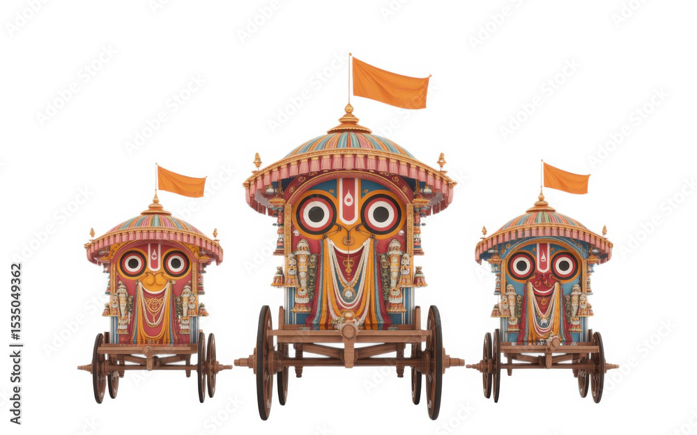 Obraz premium Jagannath Puri Yatra isolated on transparent background, Generative ai.