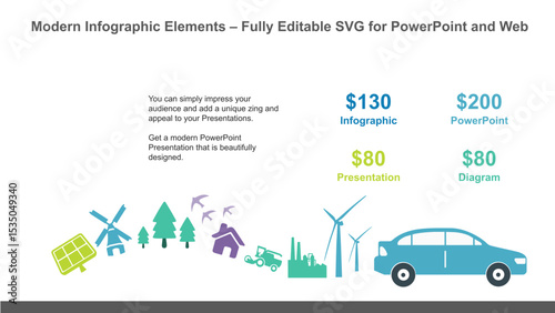 Modern Infographic Elements – Fully Editable SVG for PowerPoint, Web, Illustrator, and most vector-based applications. Ideal for presentations, infographics, and business slide designs.