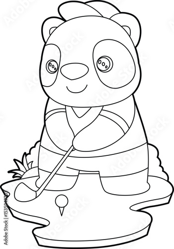 Panda Golf Golf clubs Animal Vector Graphic Art Illustration