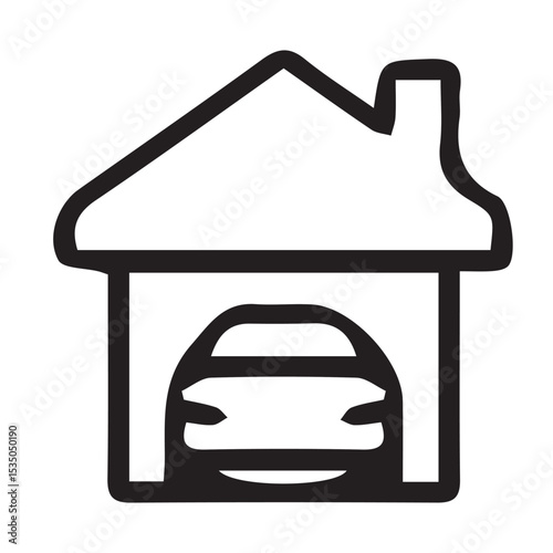 Garage with Car Parking Icon
