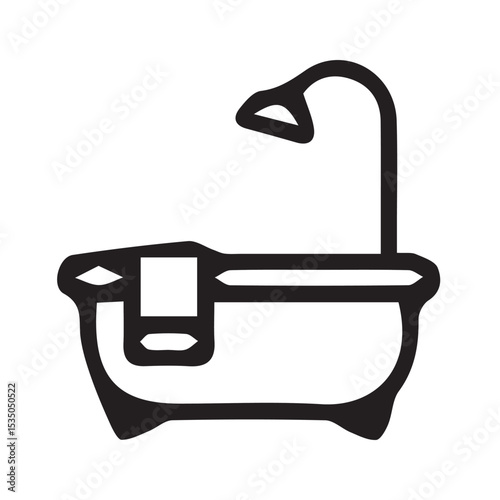 Bathtub and Bathroom Line Icon