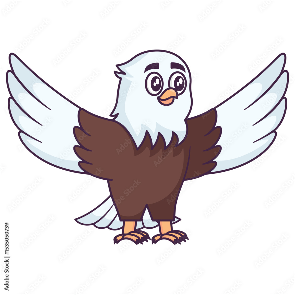 Fototapeta premium Cute cartoon eagle animal illustration, Flat Cartoon Style design for Web, Flayer, Sticker, Landing Page, banner.