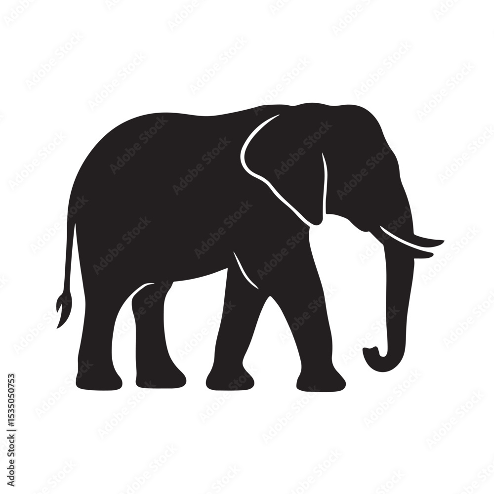 Fototapeta premium Majestic Elephant Silhouette Standing Tall in Side Profile View