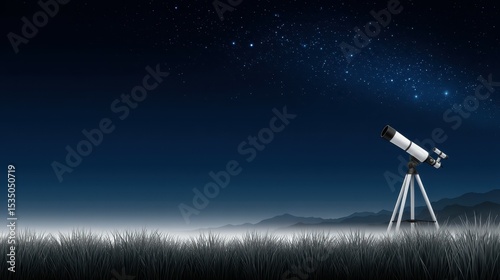 A telescope poised under a starry sky, perfect for stargazing and exploring the universe.