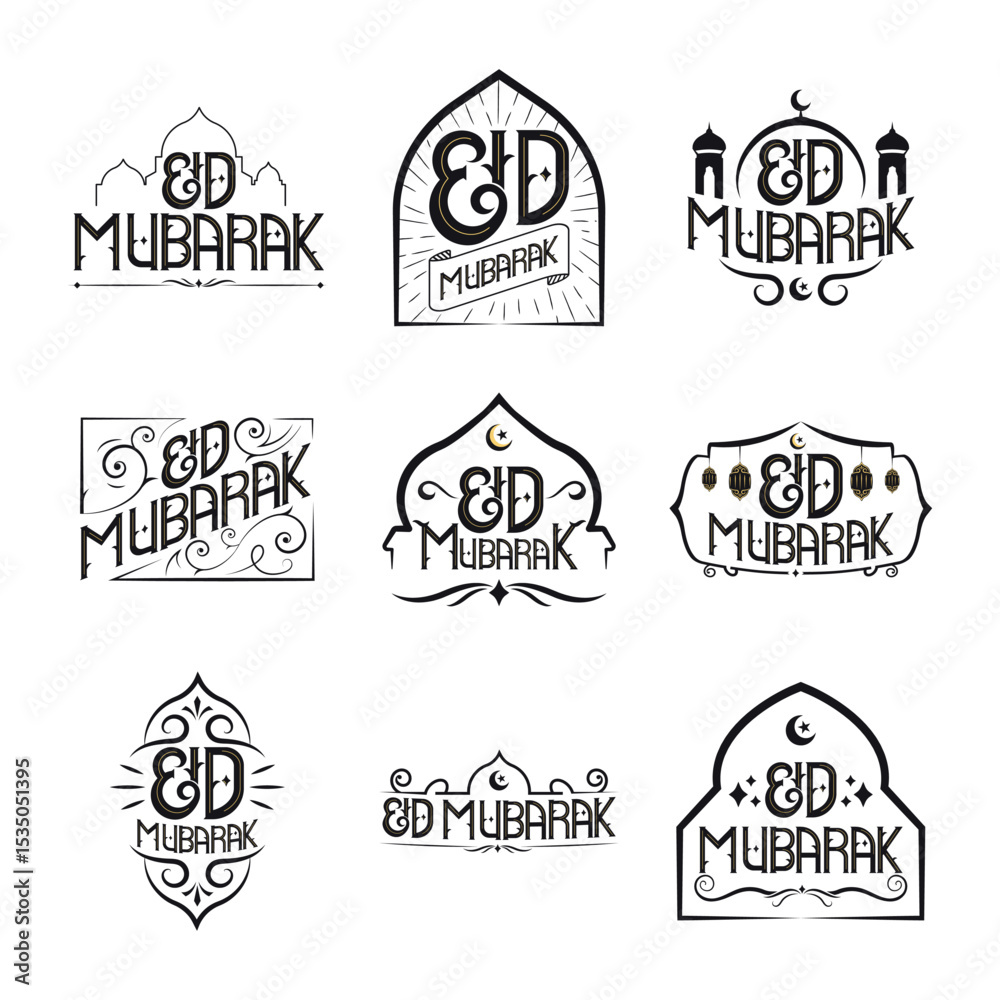 Fototapeta premium Eid Mubarak Calligraphy Set