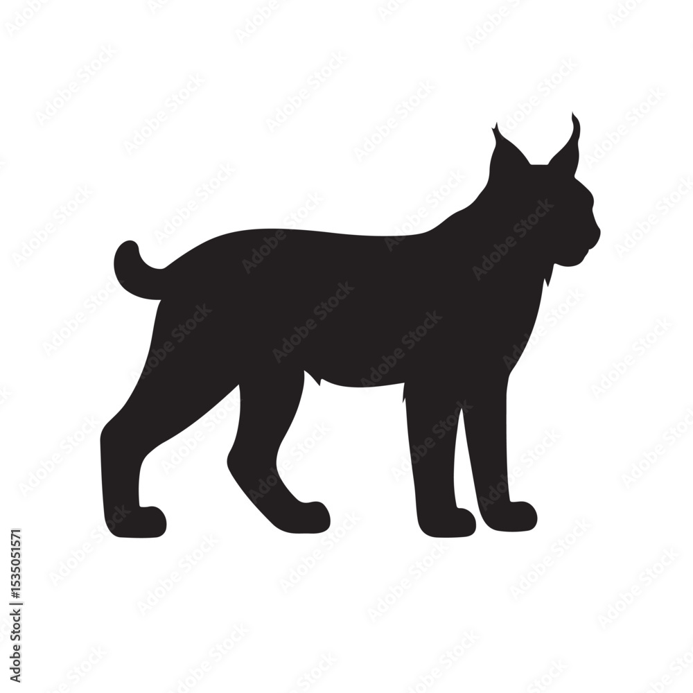 Obraz premium Silhouette Illustration of a Lynx Standing in Alert Position