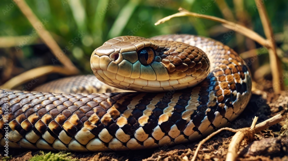 Obraz premium Close-up of a snake in its natural habitat