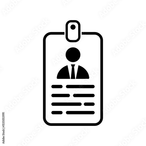 ID card icon, Line and glyph ID card badge. Pass card identity icon. Vector illustration design.