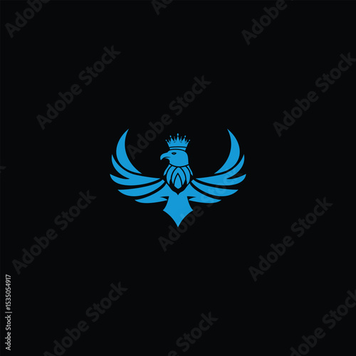 Majestic blue eagle insignia with a regal crown on a dark backdrop
