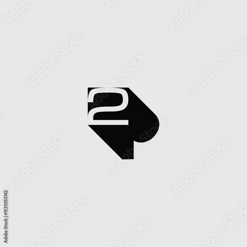 Minimalist Graphic Representation of the Number Two with Geometric Shape
