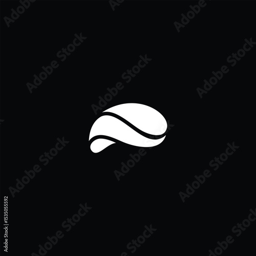 Minimalist White Abstract Brain Shape on Black Background Graphic Resource
