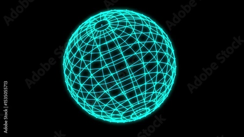 Big data neural network wireframe mesh sphere with dot and lines. Analysis of information. Visual data infographics design. Science technology. Digital Data Available in 4K video render footage.