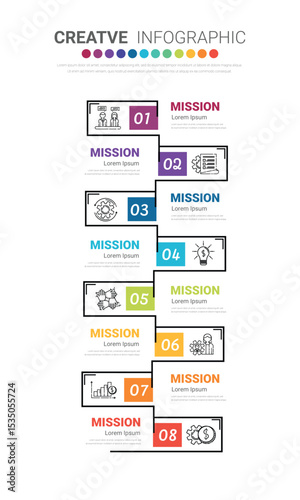 Vector Infographic label design with icons and 8 options or steps. Infographics for business concept. Can be used for presentations banner, workflow layout, process diagram, flow chart.