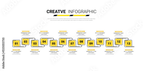 Infographic design template with numbers 13 option for Presentation infographic, Timeline infographics, steps or processes.