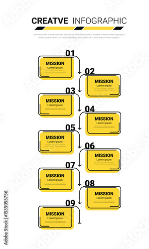 Presentation business infographic template, Abstract infographics number options template with 9 steps.