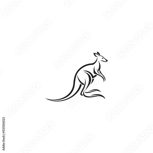 Kangaroo Logo. Minimalist Black Silhouette Design for Bold and Agile Branding