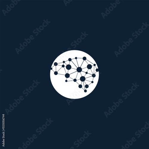 Networked neural connections abstract brain representation on dark blue