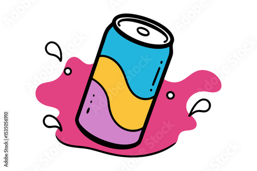 Refreshing Soda Can Illustration with Carbonation