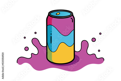 Sparkling Soda Splash Beverage Can Vector