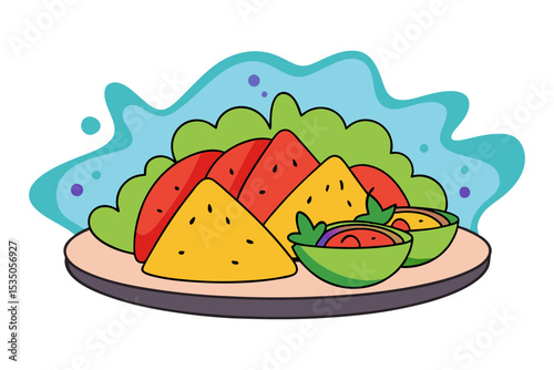 Traditional Mexican Plate with Quesadilla and Beans