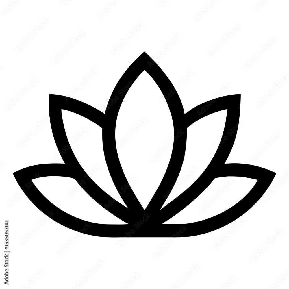 Minimalist Lotus Icon in Calm Style Minimalist Lotus Icon in Calm Style