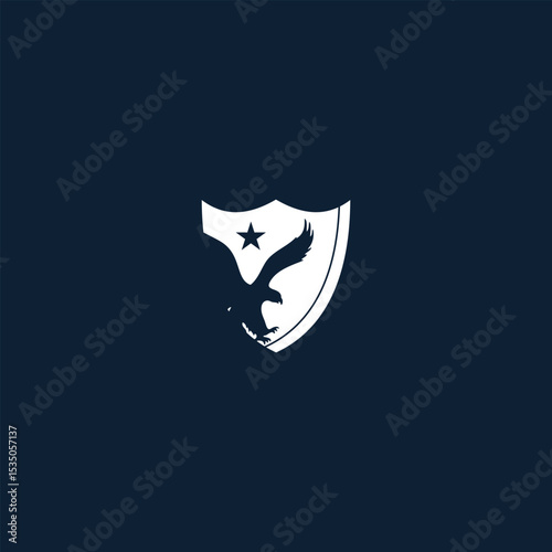 Striking Eagle Emblem in Elegant White Against a Deep Blue Backdrop