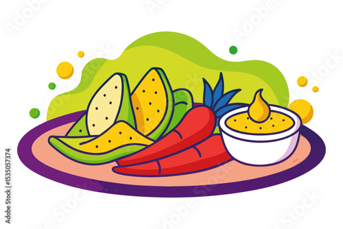 Spicy Corn Snack Vector in Clean Line Art