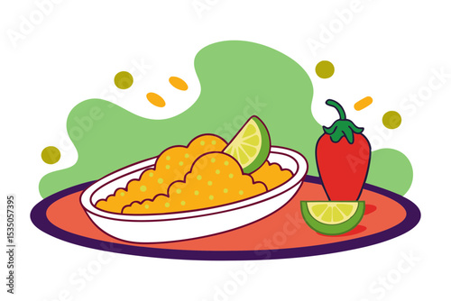 Elote Corn Illustration with Chili Powder and Cheese