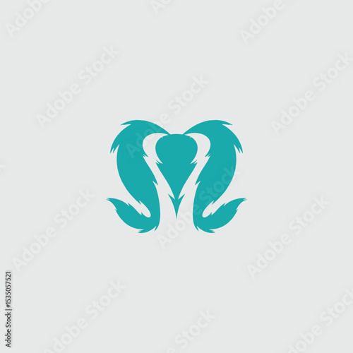 Stylized abstract illustration showcasing a symmetrical turquoise formation