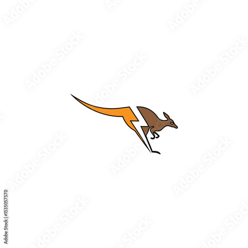Kangaroo Energy Logo. Powerful Jumping Kangaroo Design Symbolizing Strength, Motion and Thunderous Energy