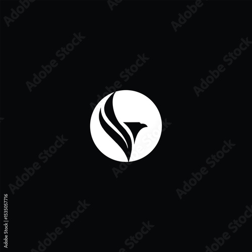 Stylized eagle head logo concept in black and white minimalist design