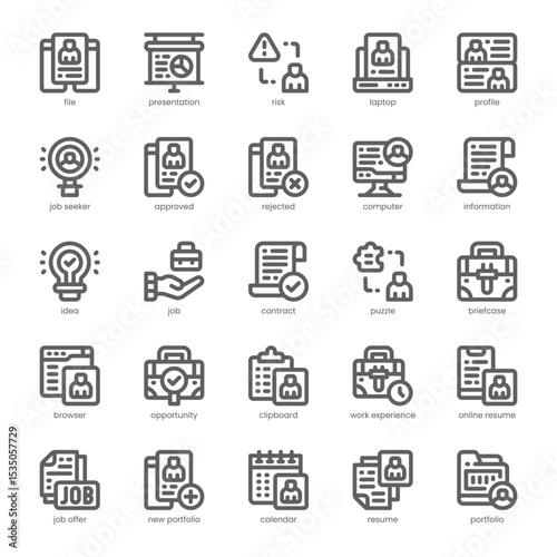 Portfolio Icon pack for your website, mobile, presentation, and logo design. Portfolio Icon outline design. Vector graphics illustration and editable stroke.