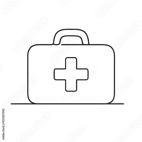 Minimalist First Aid Kit Icon with Medical Cross Symbol Design