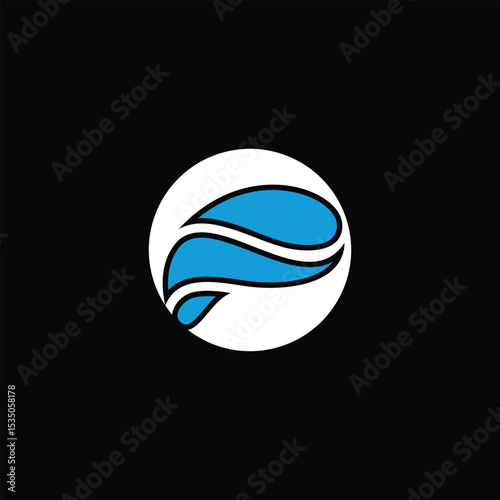 Stylized Water Drop Logo Depiction with Swirls on Black Background