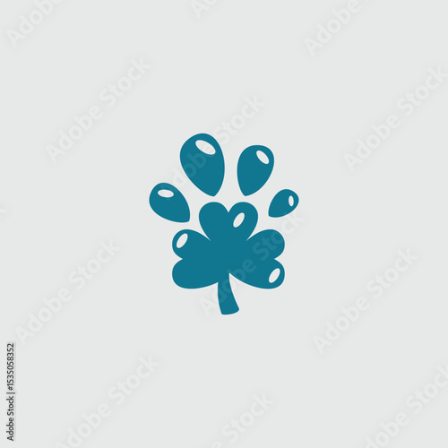 Whimsical clover with droplet accents, ideal for st patricks day designs