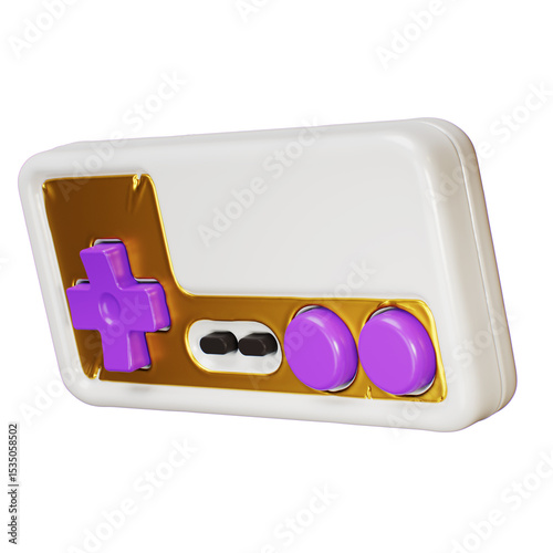 Retro gamepad joystick game controller. 3d render isolated on white background.