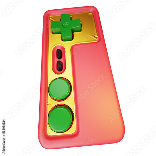 Retro gamepad joystick game controller. 3d render isolated on white background.