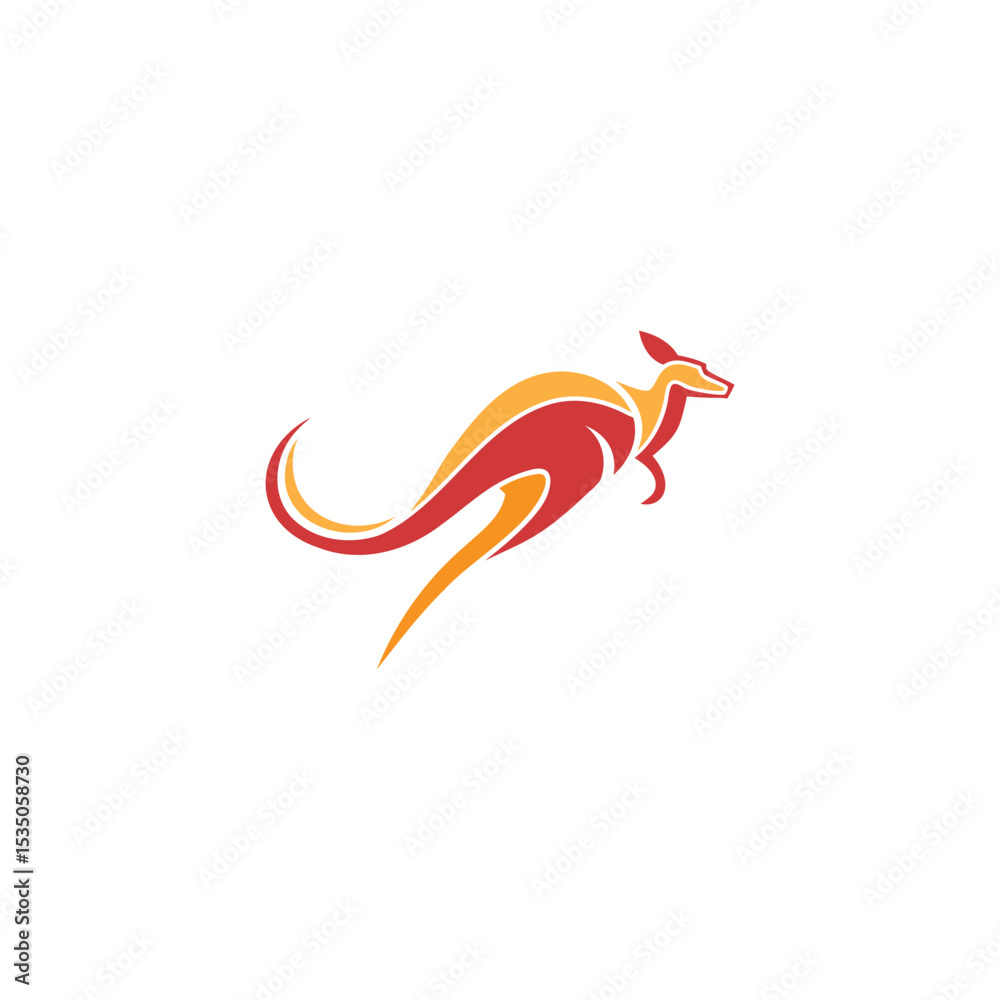 Obraz premium Kangaroo Logo. Minimalist Black Silhouette Design for Bold and Agile Branding
