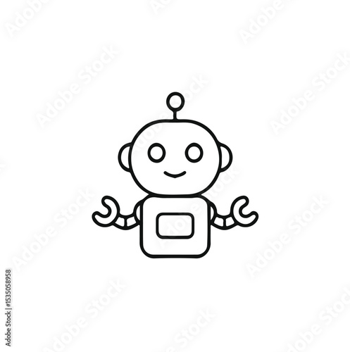 Flat vector icon of a friendly robot with accents, symbolizing robots, AI, automation, technology, or robotics. Great for tech startups, AI blogs, automation tools, STEM education.