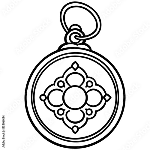 Vintage Locket Line Art Illustration