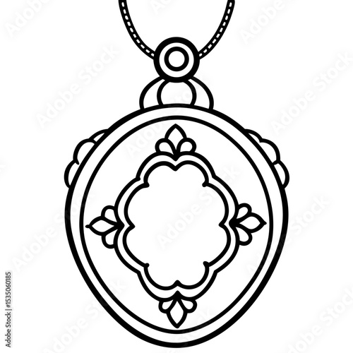 Vintage Locket Line Art Illustration