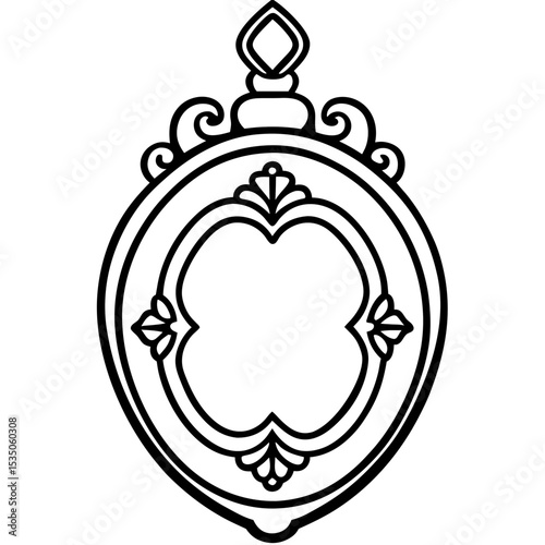 Vintage Locket Line Art Illustration