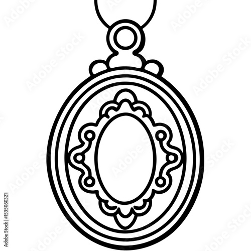Vintage Locket Line Art Illustration